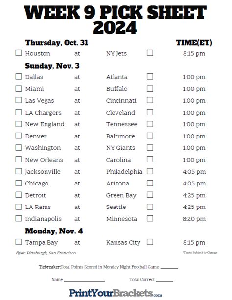 Week 9 NFL Pick 'em Pool Picks: Tips, strategy .